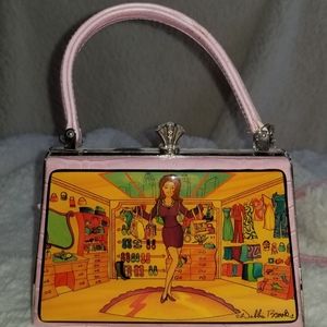 Debbie Brooks Purse like new pink and silver chrome with crocodile look leather.